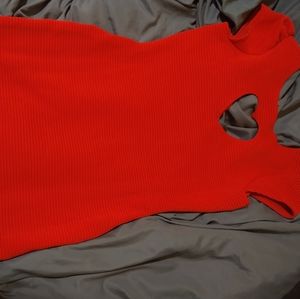 Cooperative Orange Heart Cap Sleeve Midi